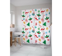 Штора для ванной JOYARTY "санта в снегу" из сатена, 180x200 см с крючками sc_419820