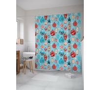 Штора для ванной JOYARTY "новогодние игрушки" из сатена, 180x200 см с крючками sc_419821