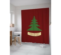 Штора для ванной JOYARTY "вязаная елка" из сатена, 180x200 см с крючками sc_419824