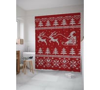 Штора для ванной JOYARTY "дед мороз на санях" из сатена, 180x200 см с крючками sc_419826