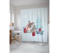 Штора для ванной JOYARTY "праздничный кролик" из сатена, 180x200 см с крючками sc_419835