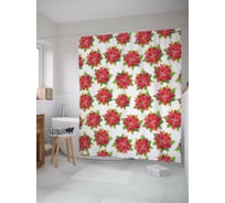 Штора для ванной JOYARTY "акварельная рождественская звезда" из сатена, 180x200 см с крючками sc_419860