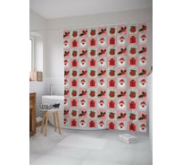 Штора для ванной JOYARTY "дед мороз в квадрате" из сатена, 180x200 см с крючками sc_419863
