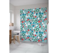 Штора для ванной JOYARTY "подарки на новый год" из сатена, 180x200 см с крючками sc_419864