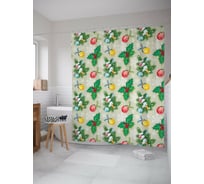 Штора для ванной JOYARTY "елочные шары и рождественская звезда" из сатена, 180x200 см с крючками sc_419868