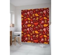 Штора для ванной JOYARTY "новогодний уют" из сатена, 180x200 см с крючками sc_419870