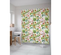Штора для ванной JOYARTY "акварельный новый год" из сатена, 180x200 см с крючками sc_419877