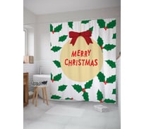 Штора для ванной JOYARTY "новогоднее поздравление" из сатена, 180x200 см с крючками sc_419886