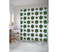 Штора для ванной JOYARTY "паттерн из остролиста" из сатена, 180x200 см с крючками sc_419887