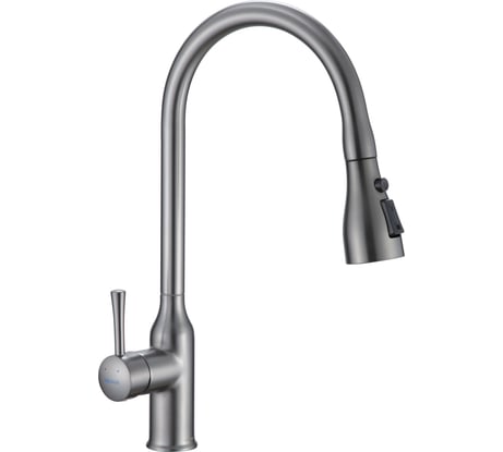 Смеситель для кухни SHEVANIK с выдвижной лейкой душем черный оружейная сталь S163T