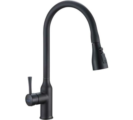 Смеситель для кухни SHEVANIK с выдвижной лейкой душем, черный S163H