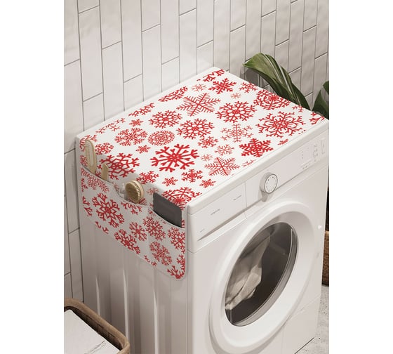 Чехол накидка для стиральной машины с рисунком AMBESONNE "снежинки зимой" 45 на 120 см cwm_419822_120x45 1