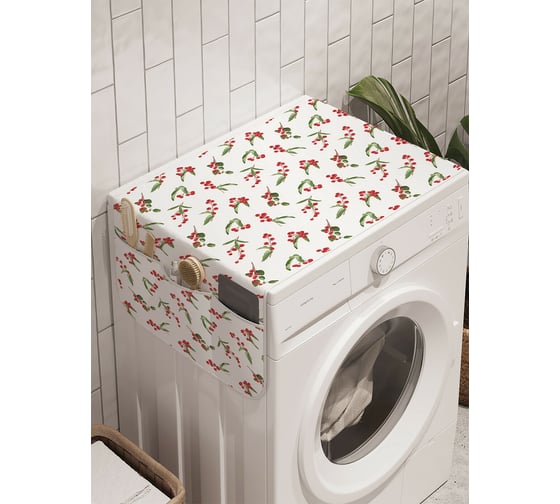Чехол накидка для стиральной машины с рисунком AMBESONNE "рождественская омела" 45 на 120см cwm_419827_120x45 1