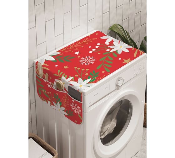 Чехол накидка для стиральной машины с рисунком AMBESONNE "подснежники зимой" 45 на 120см cwm_419841_120x45 1