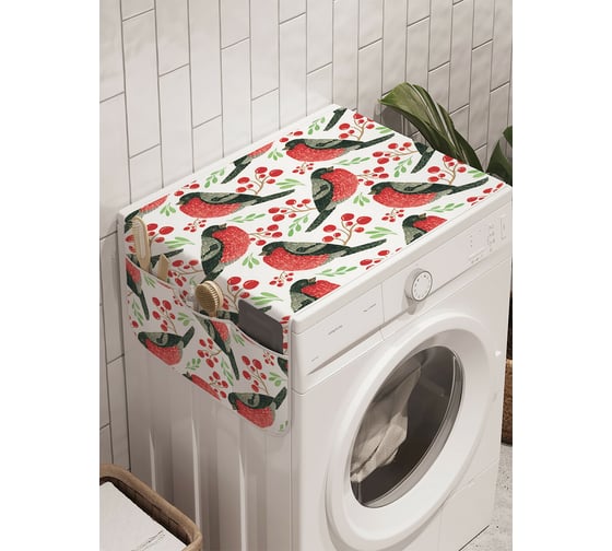 Чехол накидка для стиральной машины с рисунком AMBESONNE "снегири прилетели" 45 на 120см cwm_419848_120x45 1