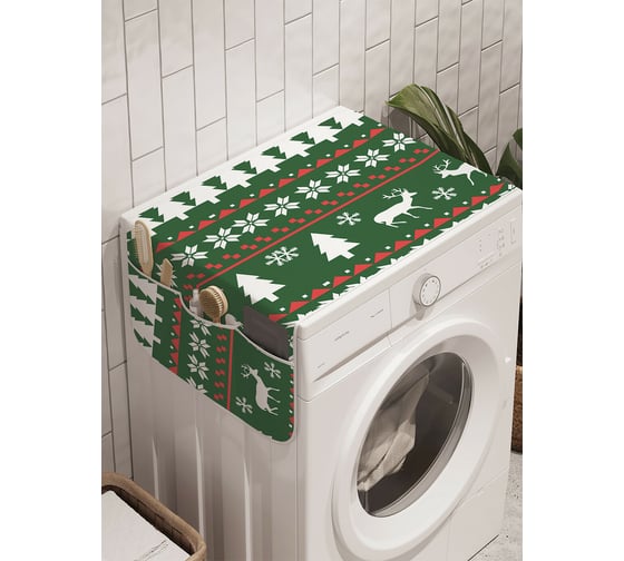 Чехол накидка для стиральной машины с рисунком AMBESONNE "олени в лесу" 45 на 120 см cwm_419852_120x45 1