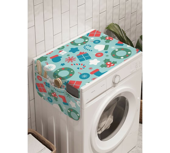 Чехол накидка для стиральной машины с рисунком AMBESONNE "подарки на новый год" 45 на 120см cwm_419864_120x45 1