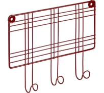 Планка с 3 крючками Moroshka Tartan 24x2.5x18 см, красная 920-013-01
