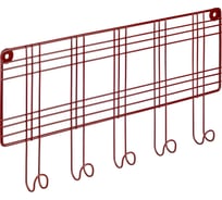 Планка с 5 крючками Moroshka Tartan 37x2.5x18 см, красная 920-013-03