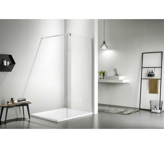 Душевая перегодка Aquatek AQ NAR 6310-120 Walk in с держателем, 1200x2000 мм, профиль хром, прозрачное стекло 00000124172 1
