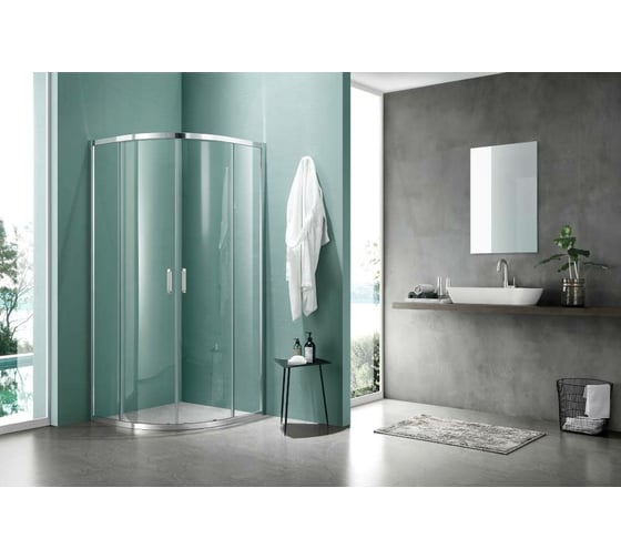 Душевой уголок Aquatek AQ NAA 2142-90 1/4 круга, раздвижные двери, 900x900x2000 мм, профиль хром, прозрачное стекло 00000124156 1
