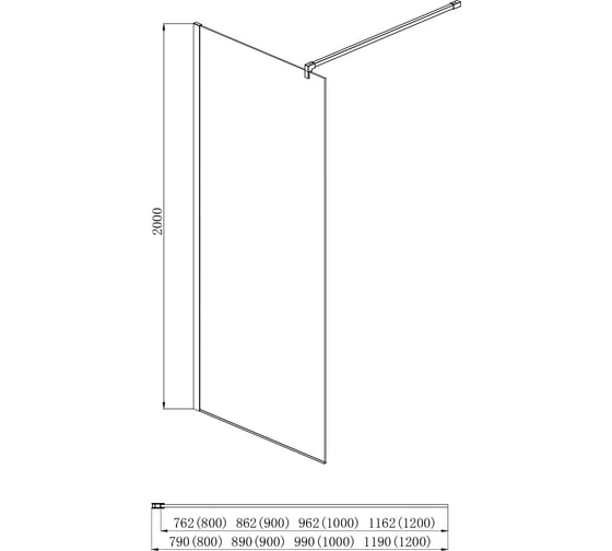 Душевая перегодка Aquatek AQ NAR 6310-80 Walk in с держателем, 800x2000 мм, профиль хром, прозрачное стекло 00000124169