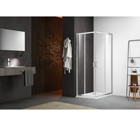 Квадратный душевой уголок Aquatek AQ NAA 1142-90 раздвижные двери, 900x900x2000 мм, профиль хром, прозрачное стекло 00000124159