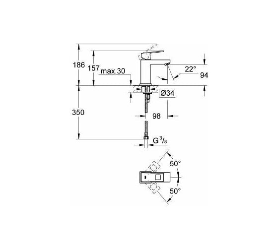 Смеситель для раковины GROHE 23132000 GROHE Eurocube гладкий корпус 23132000