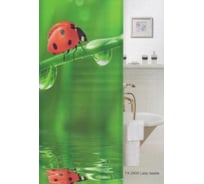 Штора для ванной Zalel Фотопринт 180*180 Lady beetle зеленая YX-2400 без колец 524842