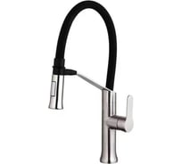 Смеситель для кухни FASHUN с черным гиб. изливом,магнит. фиксатор, нерж. SUS304, ф. 35, сатин A54501-7