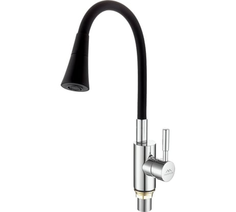 Смеситель для кухни FASHUN с гиб. изливом, H=401 мм, хром/чёрный, латунь, картр. D=35 мм A4053+B14