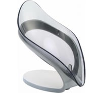 Мыльница Аквалиния Лотос со сливом, пластик, серая N-42