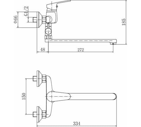 Смеситель для ванны FASHUN хром ф35, излив 30F, латунь A2116