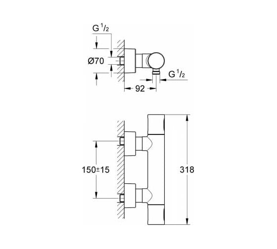 Термостат для душа GROHE 34274 Grohtherm Cosmopolitan 3000 34274000