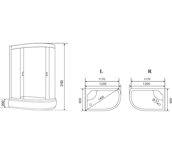 Душевая кабина Loranto 120x80x215 см, поддон, стекло 4 мм, профиль хром cs-66120-20l fw 120 00078794