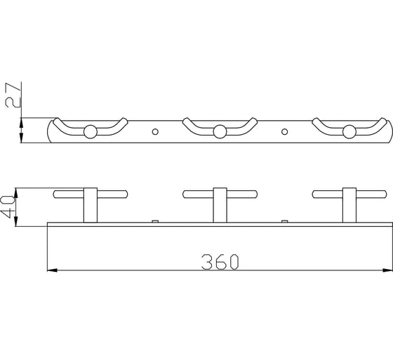 Настенная планка RavSlezak 360 мм. с 6-ю крючками (3x2), цвет бронза COA0105SM