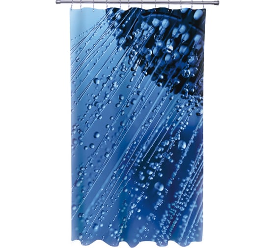 Штора для ванной Zalel Фотопринт 180х200 Shower drops синяя YX-2402  524835 1