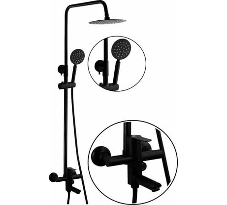 Душевая стойка FASHUN черный, смеситель: сталь SUS304, картридж D=35 мм A52401-7A