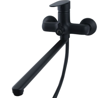 Смеситель для ванны/душа SmartSant смарт-бриз излив 350мм, керамический дивертор, с аксессуарами, черный матовый SM343502BK