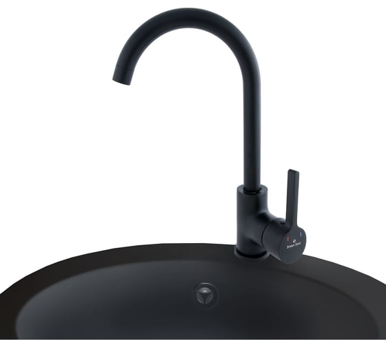 Смеситель для мойки одноручковый SmartSant r-излив, черный SM134045BK