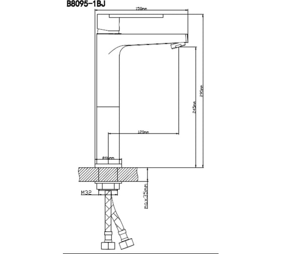 Смеситель для умывальника BOOU из латуни B8095-1BJ