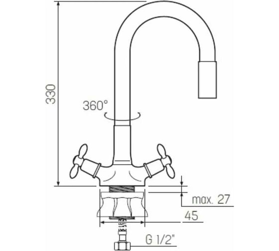 Смеситель для кухни BOOU из латуни BA5318-1F-E352A-B702