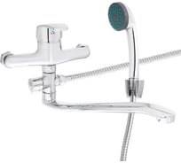 Смеситель для ванны СоюзКран с душем, плоский излив, 30 см, керамический картридж 40 мм, хром SK09-I101 566-169