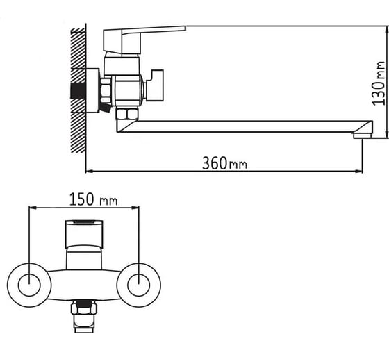 Смеситель для ванной и душа WISENT с длинным изливом WP2230-6