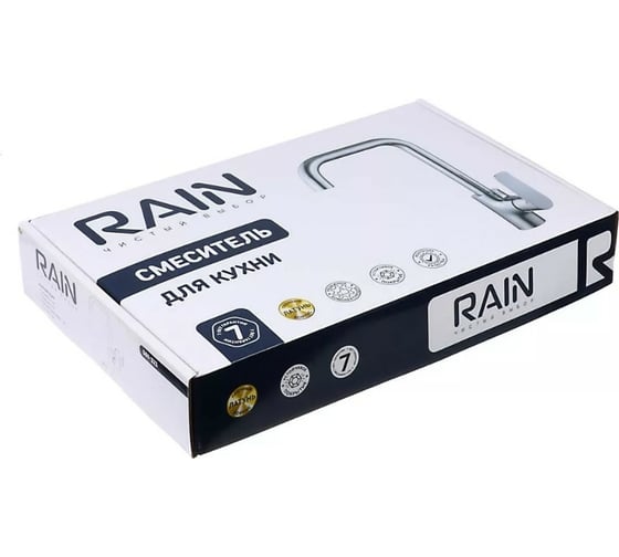 Смеситель для кухни RAIN Алмаз высокий излив, картридж 35мм, гайка, латунь, хром 561-323