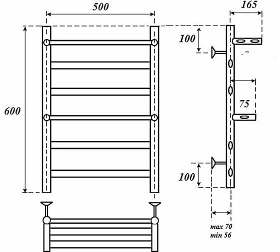 Электрический полотенцесушитель Point артемида п4 500x600 c 2 полками, левый/правый хром PN14156PE