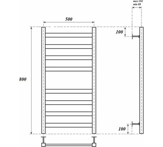 Водяной полотенцесушитель Point меркурий п8 500x800, черный PN83158B