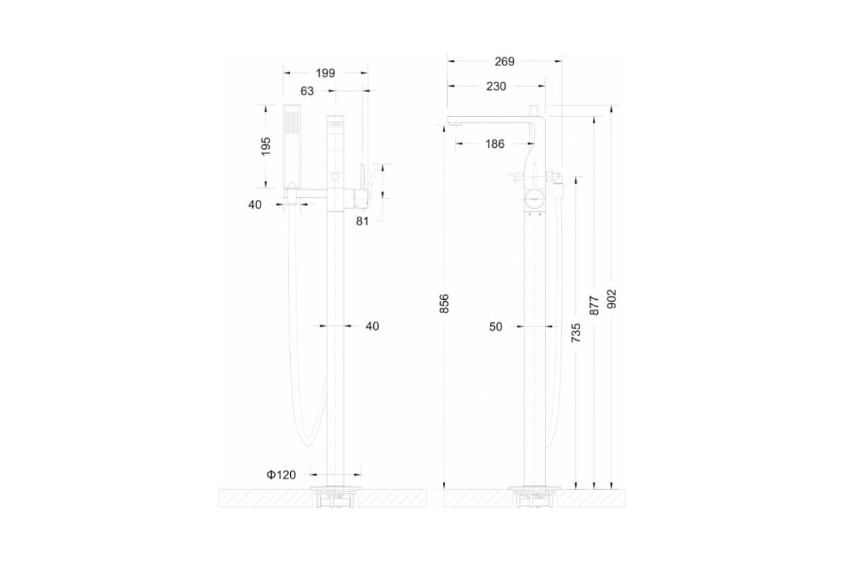 Отдельностоящий смеситель для ванны Bravat Arc F66061C-B3-ENG 00267939 ...