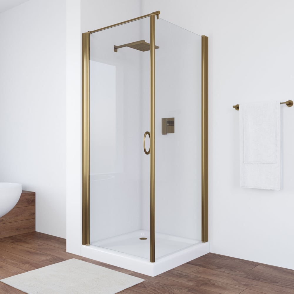 Душевой уголок VEGAS-GLASS профиль бронза, стекло прозрачное EP-Fis ...