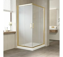 Душевой уголок VEGAS-GLASS профиль золото глянцевое, стекло сатин ZA-F TUR NOVO 110x90 09 10
